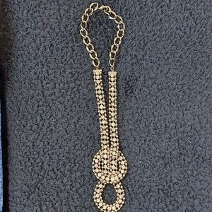 Brighton gold and rhinestone statement necklace, all stones intact!